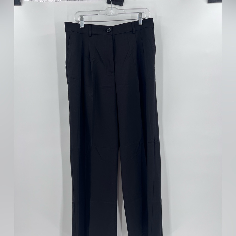 h&m black trousers pleated women new black size 10 - Picture 3 of 11